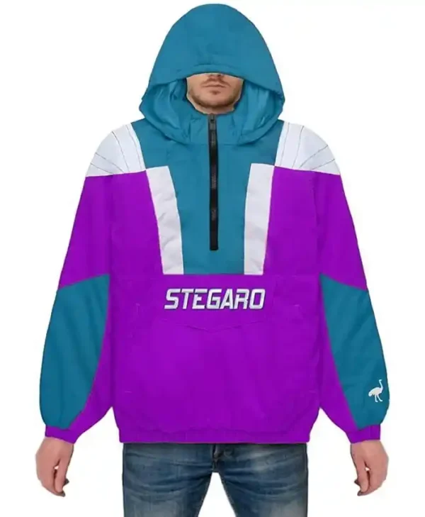 Stegaro Purple And Blue Hooded Jacket