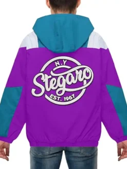 Stegaro Purple And Blue Hooded Jacket Back