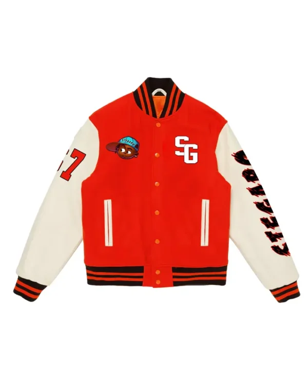 Stegaro Red And Beige Letterman Varsity Jacket