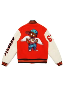 Stegaro Red And Beige Letterman Varsity Jacket Back