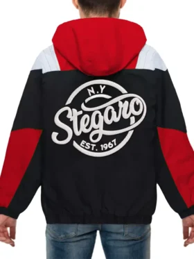 Stegaro Red And White Hooded Jacket Back