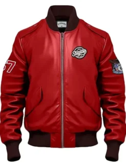 Stegaro Red Vintage Bomber Leather Jacket