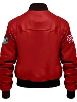 Stegaro Red Vintage Bomber Leather Jacket Back
