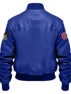 Stegaro Royal Blue Vintage Bomber Leather Jacket Back