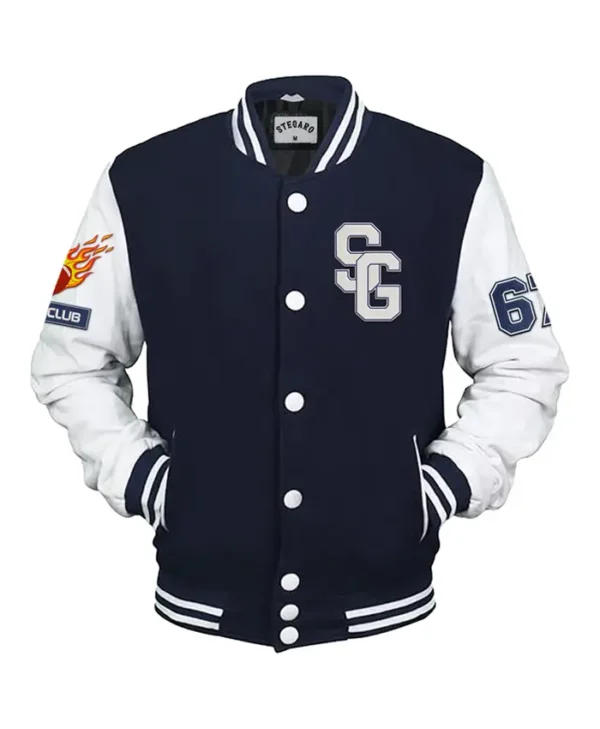 Stegaro SG Club Blue And White Varsity Jacket