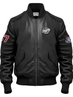 Stegaro Vintage Bomber Leather Black Jacket