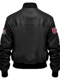 Stegaro Vintage Bomber Leather Black Jacket Back