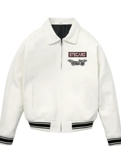 Stegaro White American Bomber Jacket