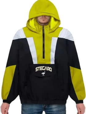 Stegaro Yellow And Black Hooded Jacket