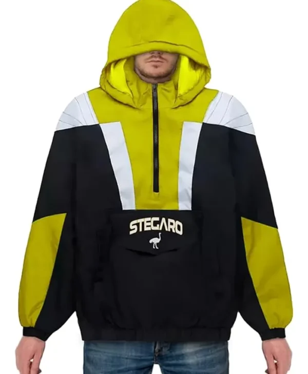 Stegaro Yellow And Black Hooded Jacket