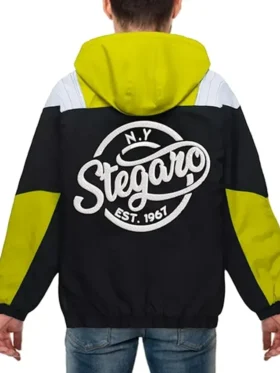 Stegaro Yellow And Black Hooded Jacket Back