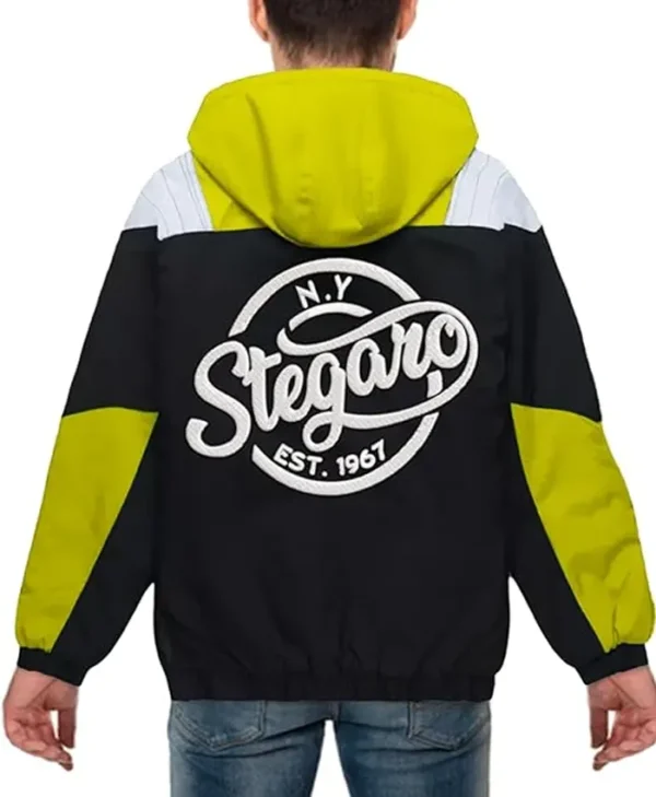 Stegaro Yellow And Black Hooded Jacket Back
