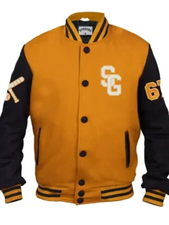 Stegaro Yellow And Black Letterman Varsity Jacket
