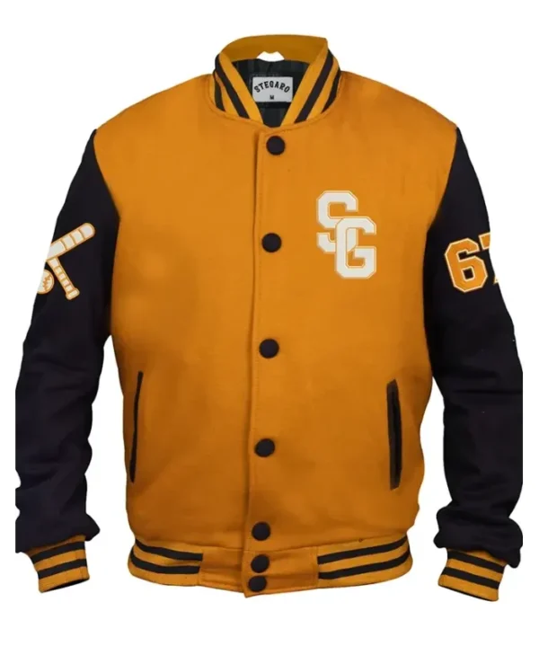 Stegaro Yellow And Black Letterman Varsity Jacket