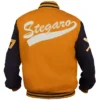 Stegaro Yellow And Black Letterman Varsity Jacket Back