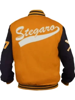 Stegaro Yellow And Black Letterman Varsity Jacket Back