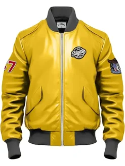 Stegaro Yellow Vintage Bomber Leather Jacket