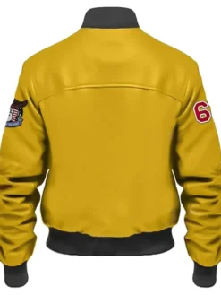 Stegaro Yellow Vintage Bomber Leather Jacket Back