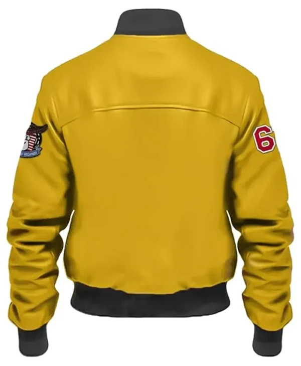 Stegaro Yellow Vintage Bomber Leather Jacket Back