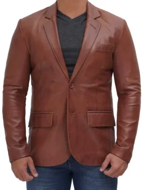 Tan Leather Blazer