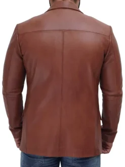 Tan Leather Blazer Back