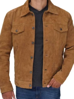 Tan Suede Trucker Jacket