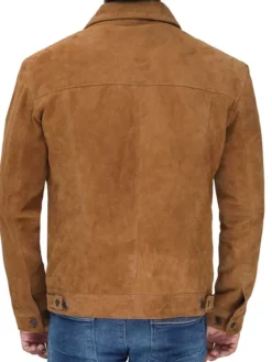 Tan Suede Trucker Jacket Back