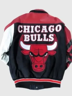 Vintage Chicago Bulls Leather Letterman Varsity Jacket For Sale