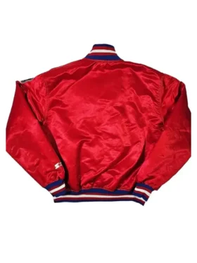 80s Montreal Canadiens Red Satin Letterman Varsity Jacket Back