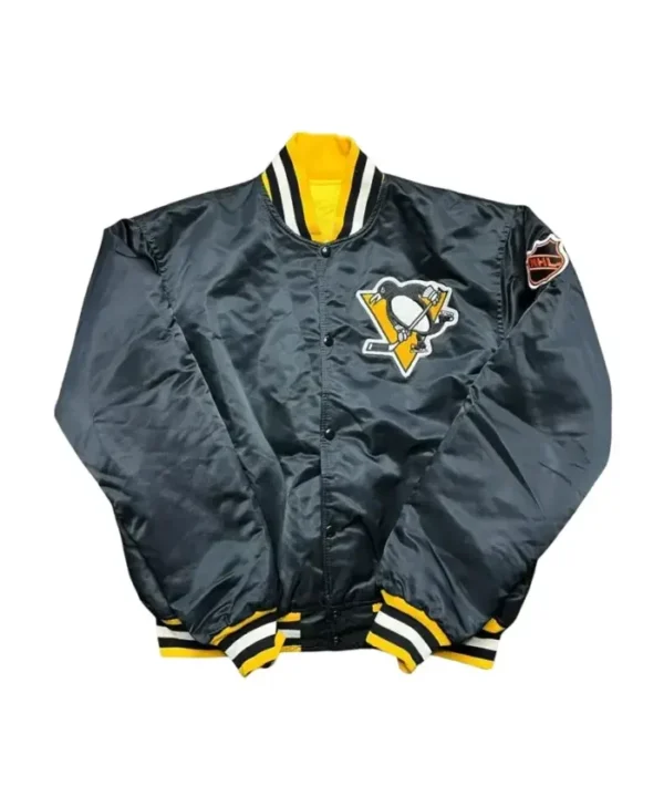 80s Pittsburgh Penguins Satin Varsity Jacket