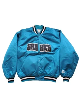90’s San Jose Sharks Blue Satin Varsity Jacket