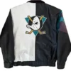 Anaheim Ducks Vintage Black Leather Zip Jacket Back
