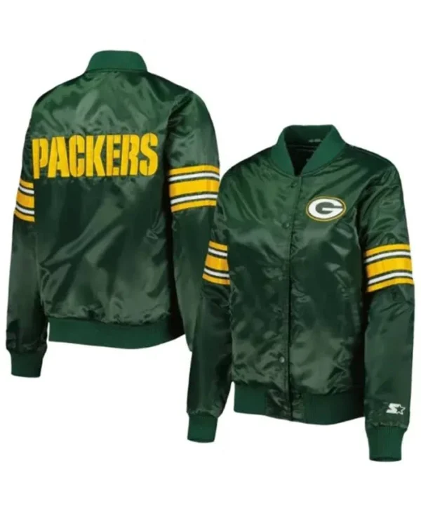 Angela Daniel Green Bay Packers Green Satin Varsity Jacket