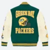 Aparecida Green Bay Packers Green Wool Varsity Jacket Back