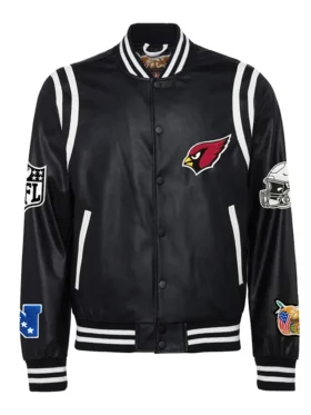 Arizona Cardinals Black Leather Varsity Jacket