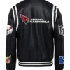 Arizona Cardinals Black Leather Varsity Jacket Back