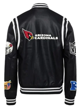 Arizona Cardinals Black Leather Varsity Jacket Back