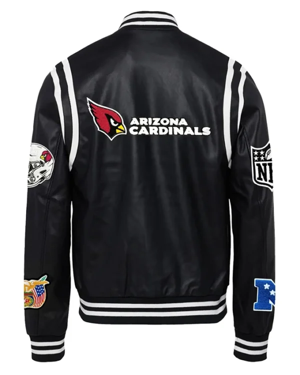Arizona Cardinals Black Leather Varsity Jacket Back