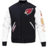 Arizona Cardinals Black and White Varsity Full Snap Jacket