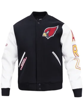 Arizona Cardinals Black and White Varsity Full Snap Jacket