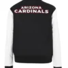 Arizona Cardinals Black and White Varsity Full Snap Jacket Back