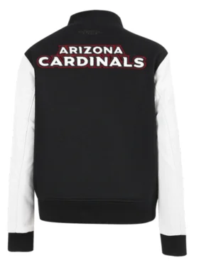 Arizona Cardinals Black and White Varsity Full Snap Jacket Back