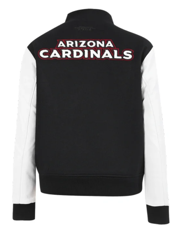 Arizona Cardinals Black and White Varsity Full Snap Jacket Back