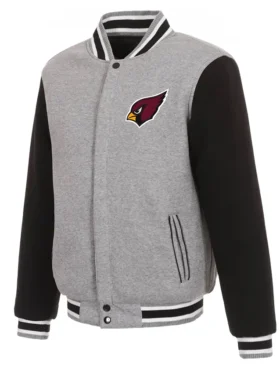 Arizona Cardinals Gray and Black Letterman Wool Jacket
