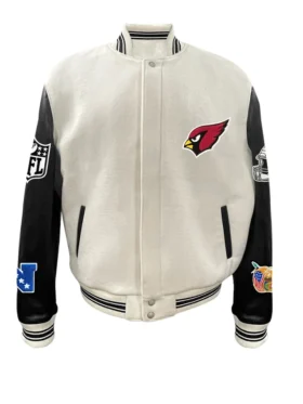 Arizona Cardinals Mens Wool White and Black Letterman Jacket