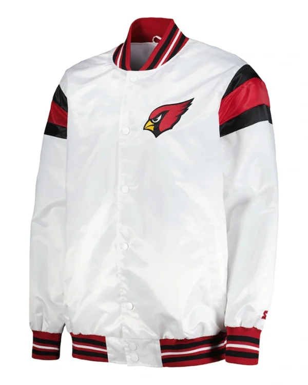 Arizona Cardinals Red and White Full Snap Varsity Satin Jacket