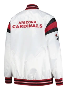 Arizona Cardinals Red and White Full Snap Varsity Satin Jacket Back