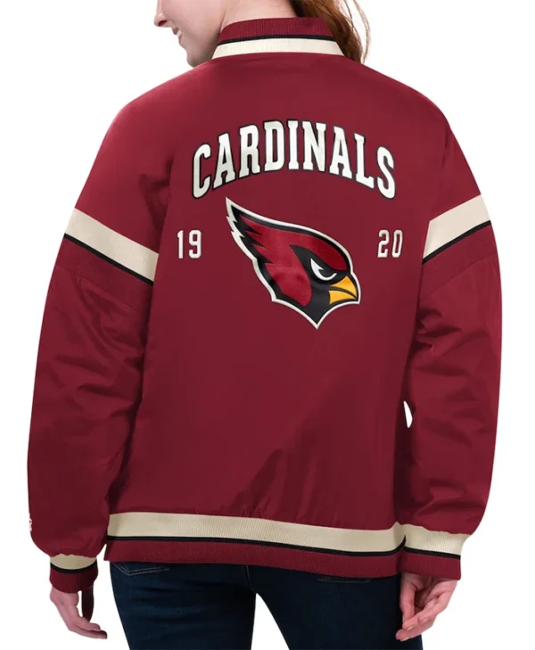 Arizona Cardinals Women Red Varsity Jacket Back