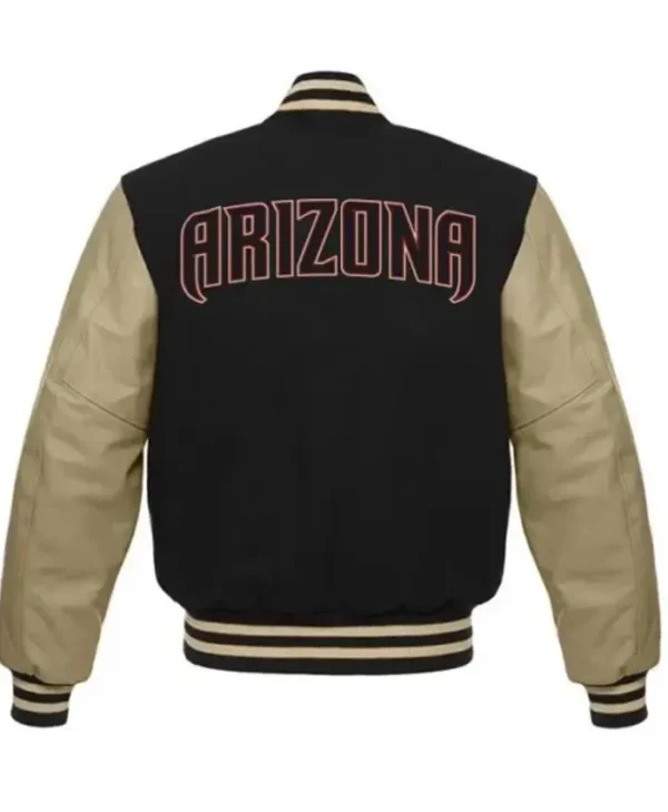 Arizona Diamondbacks Black Wool Full Snap Varsity Jacket Back
