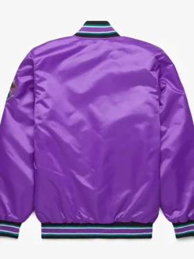 Arizona Diamondbacks Purple Satin Varsity Jacket Back